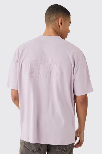 Men's Oversized Raw Applique T-Shirt - Purple - S, Purple