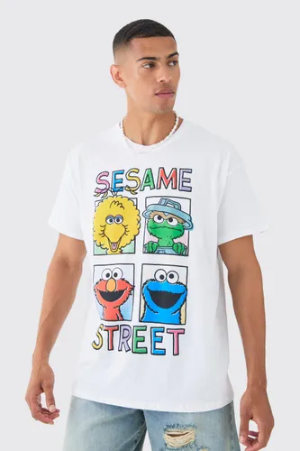 Men's Oversized Sesame Street License T-Shirt - White - S, White