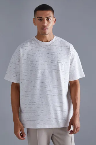 Men's Oversized Textured T-Shirt - Cream - L, Cream