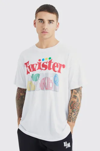 Men's Oversized Twister License T-Shirt - White - S, White