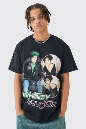 Men's Oversized Whitney Houston License T-Shirt - Black - S, Black