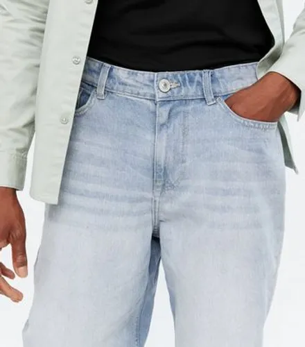 Men's Pale Blue Baggy Fit Jeans New Look