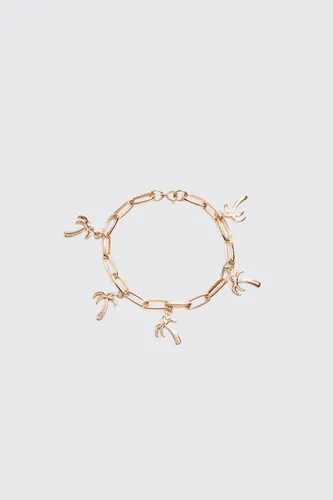 Men's Palm Tree Charm Bracelet - Gold - One Size, Gold