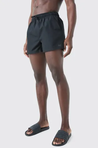 Men's Plain Short Length Swim Short - Black - S, Black