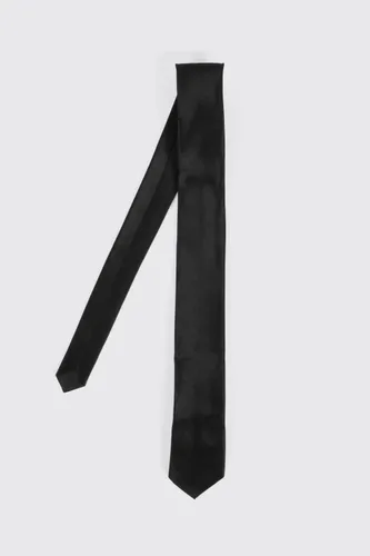 Men's Plain Slim Tie - Black - One Size, Black