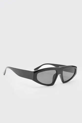 Men's Plastic Angled Flat Top Sunglasses - Black - One Size, Black