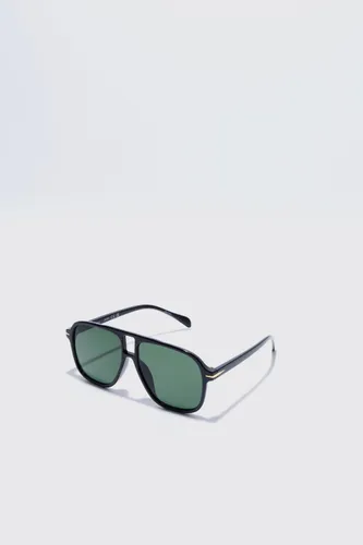 Men's Plastic Aviator Sunglasses - Black - One Size, Black