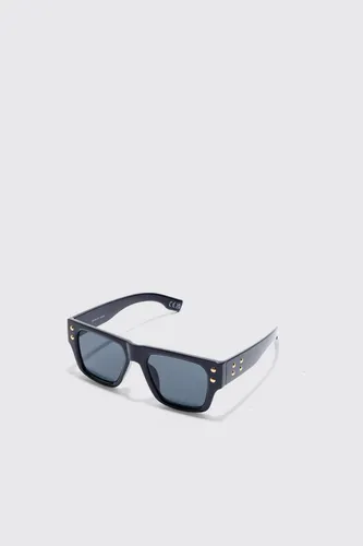 Men's Plastic Temple Detail Sunglasses - Black - One Size, Black