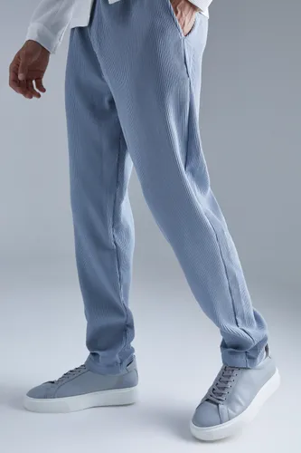 Men's Pleated Slim Elasticated Waistband Trouser - Grey - Xl, Grey
