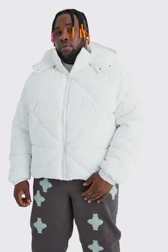 Men's Plus Abstract Quilted Puffer - White - Xxxl, White