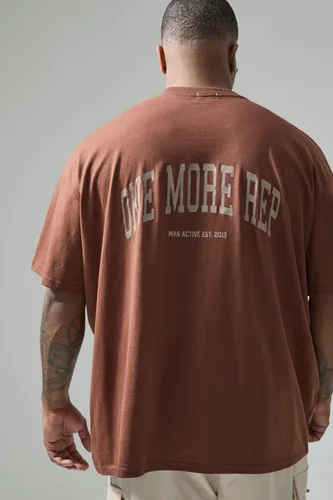 Men's Plus Active Oversized One More Rep T-Shirt - Brown - Xxxl, Brown
