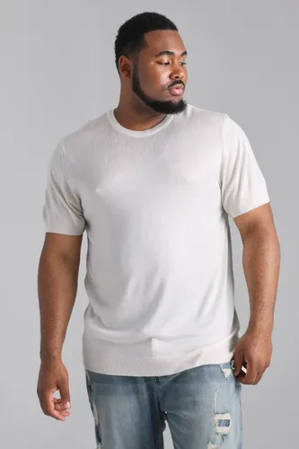 Men's Plus Basic Knitted T-Shirt - White - Xxl, White