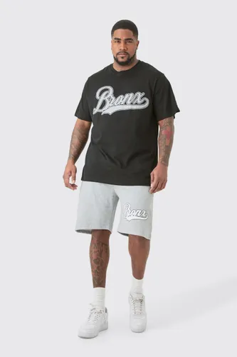 Men's Plus Bronx Print T-Shirt & Short Set - Multi - Xxxl, Multi