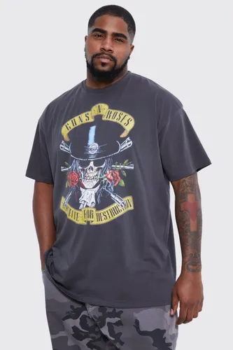 Men's Plus Guns N' Roses Overdye License T-Shirt - Grey - Xxl, Grey