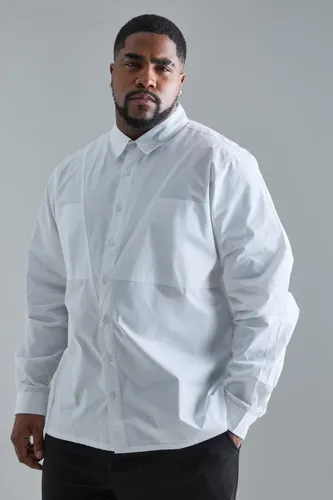 Men's Plus Longsleeve Poplin Panel Shirt - White - Xxxxl, White