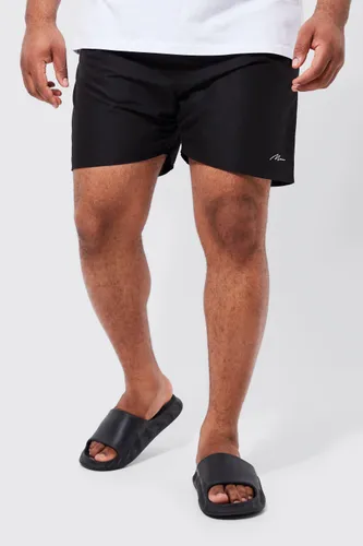 Men's Plus Man Signature Mid Length Swim Shorts - Black - Xxxxl, Black