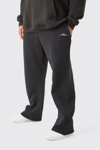 Mens Plus Man Signature Relaxed Fit Jogger In Black, Black
