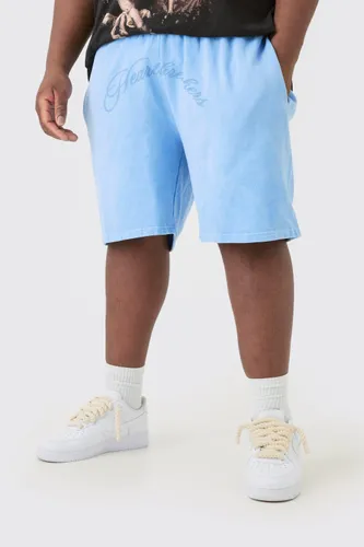 Mens Plus Oversized Hearbreakers Shorts In Blue, Blue