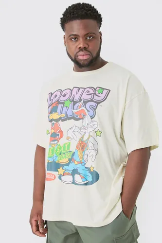Men's Plus Oversized Looney Tunes License T-Shirt Ecru - Cream - Xxxl, Cream