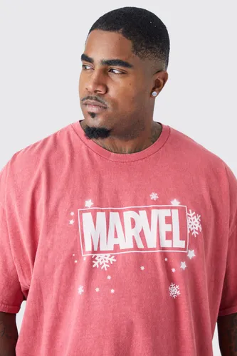 Men's Plus Oversized Marvel Christmas License T-Shirt - Red - Xxl, Red