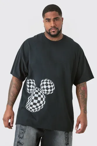 Mens Plus Oversized Mickey Mouse License T-shirt in Black, Black