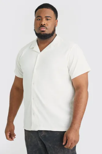 Men's Plus Short Sleeve Revere Rib Jersey Shirt - Beige - Xxl, Beige