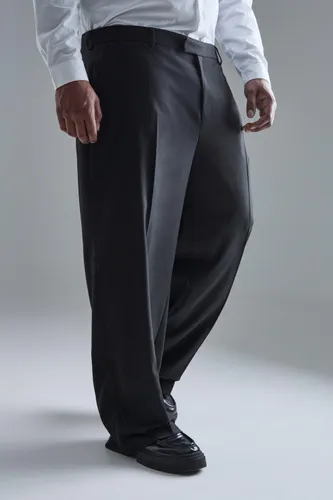 Men's Plus Side Stripe Drawcord Crop Straight Fit Trousers - Black - 38, Black