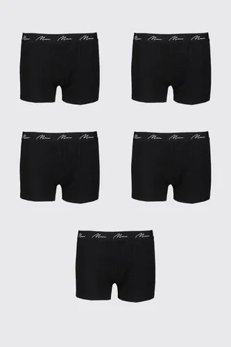 Men's Plus Size 5 Pack Man Script Boxers - Black - Xxxxl, Black