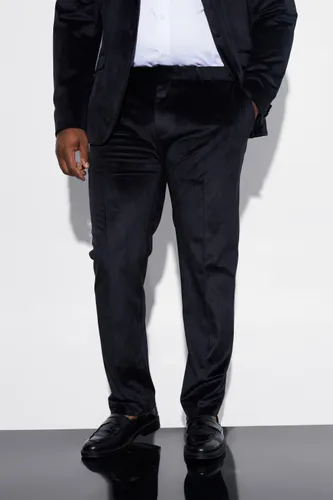 Men's Plus Skinny Velour Suit Trousers - Black - 44R, Black