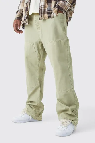 Men's Plus Slim Rigid Flare Gusset Detail Jeans - Green - 40, Green