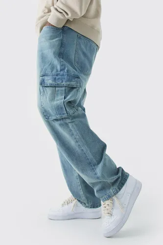 Men's Plus Straight Rigid Cargo Jeans - Blue - 42, Blue