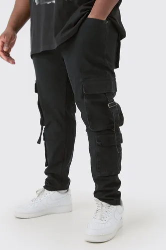 Men's Plus Stretch Skinny Cargo Pocket Detail Jean In True Black - 38, Black