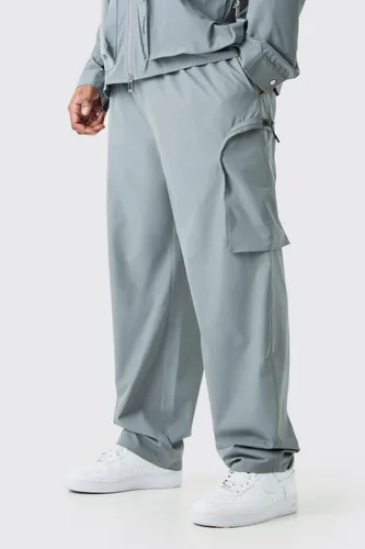Men's Plus Technical Stretch Elasticated Waist Zip Cargo Trouser - Grey - Xxxl, Grey
