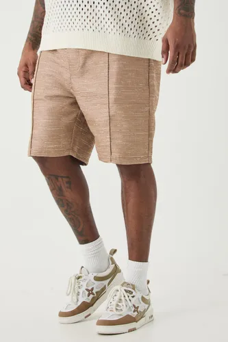 Men's Plus Textured Pintuck Seam Short - Brown - Xxxl, Brown