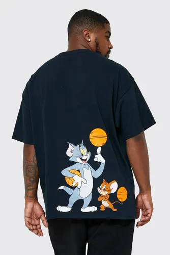 Men's Plus Tom & Jerry Basketball License T-Shirt - Black - Xxxxl, Black