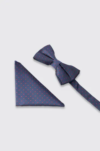Men's Polka Dot Pocket Square & Bow Tie Set - Navy - One Size, Navy