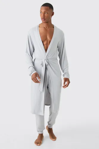 Men's Premium Modal Mix Lightweight Dressing Gown - Grey - S, Grey