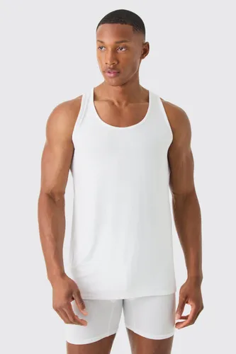 Men's Premium Modal Mix Lounge Vest - White - M, White