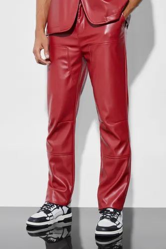 Men's Pu Straight Leg Suit Trousers - Red - 28R, Red
