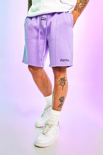 Mens Purple Loose Fit Hideout Pintuck Jersey Short, Purple