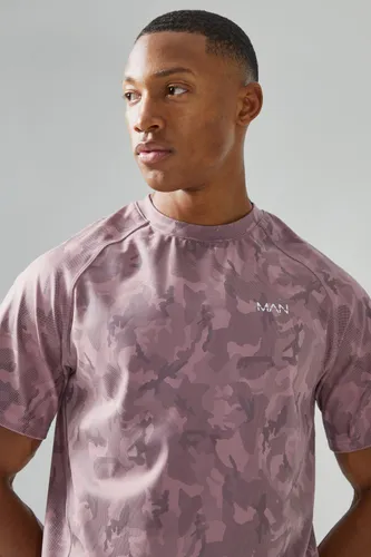 Mens Purple Man Active Core Fit Camo T-shirt, Purple
