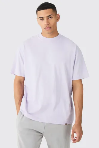 Mens Purple Oversized Extended Neck Heavyweight T-shirt, Purple