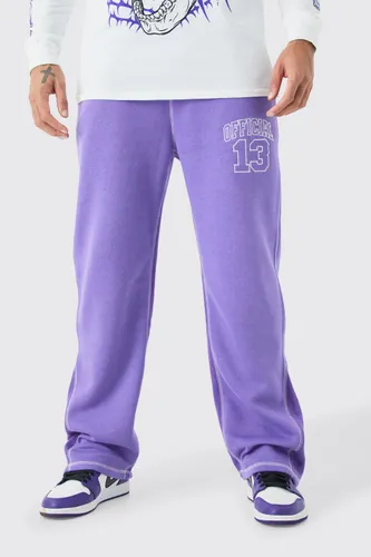 Mens Purple Relaxed Official Contrast Stitch Gusset Jogger, Purple