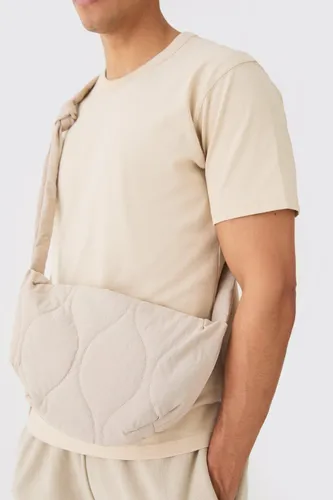 Men's Quilted Cross Body Sling Bag - Beige - One Size, Beige