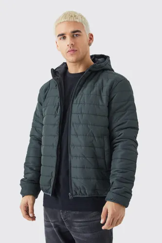 Men's Quilted Padded Puffer With Hood - Green - S, Green