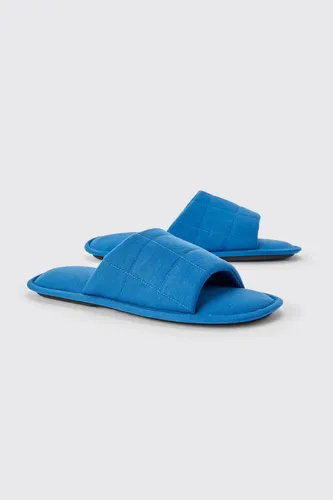 Men's Quilted Slider Slippers - Blue - S, Blue