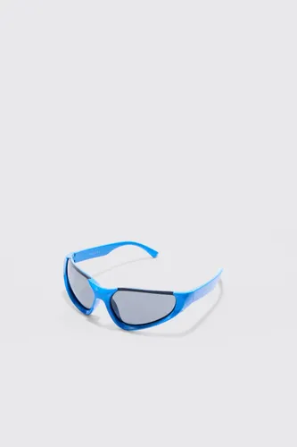 Men's Racer Half Rimless Sunglasses - Blue - One Size, Blue