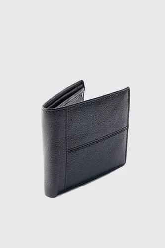 Mens Real Leather Seam Detail Wallet In Black, Black