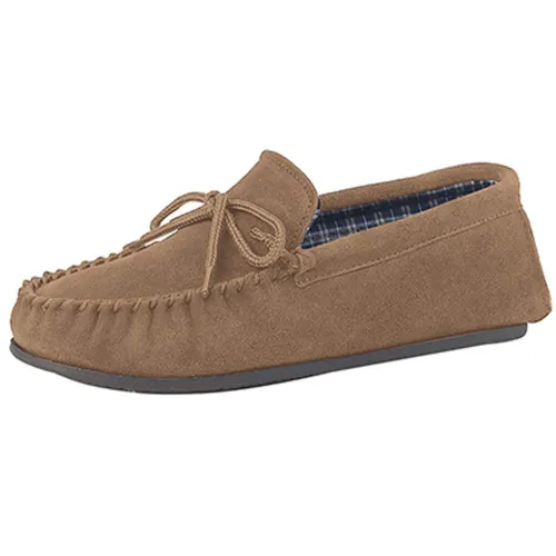 Mens Real Suede Leather Moccasins with Hard Wearing PVC
