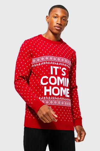 Mens Red It's Comin Home Christmas Jumper, Red